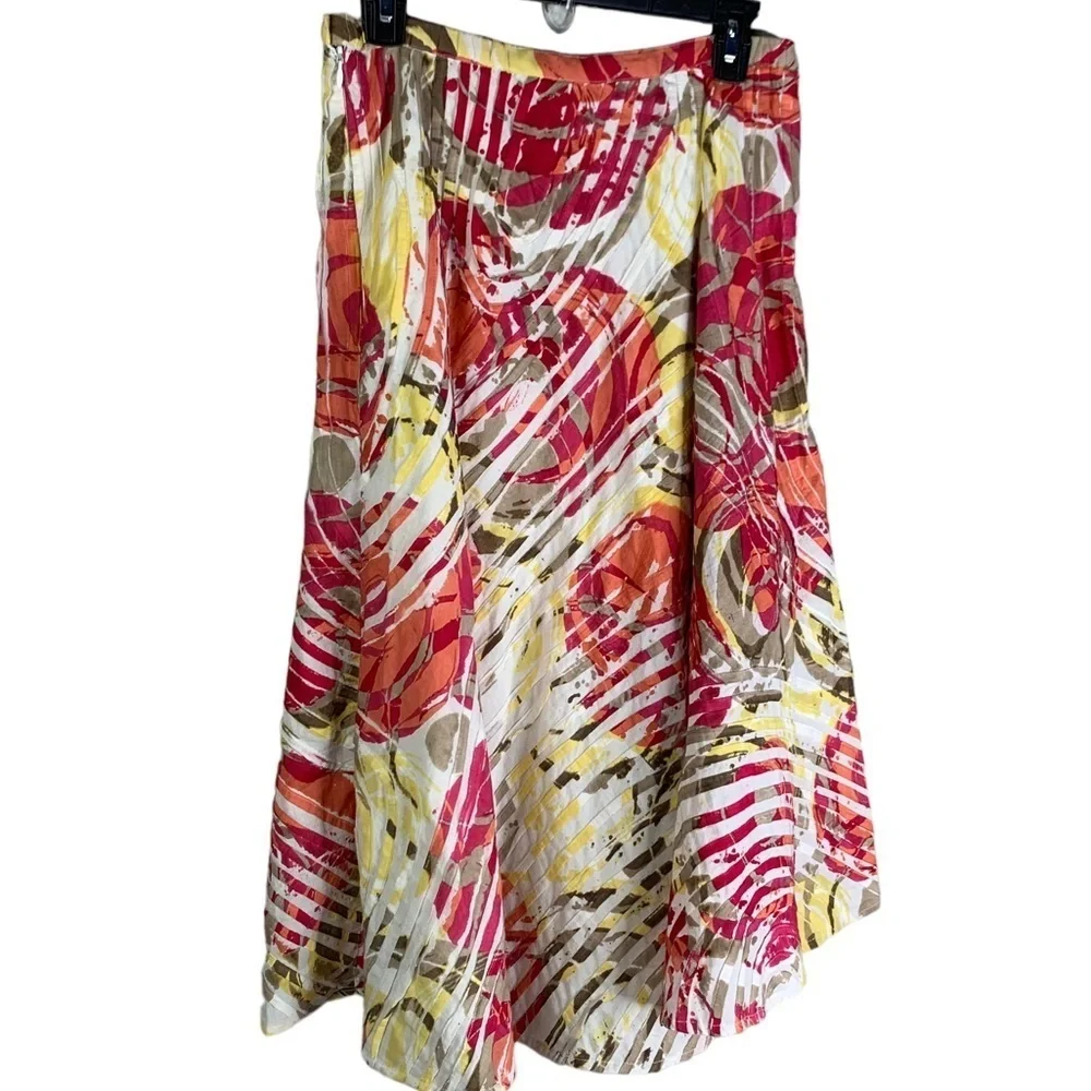 Chico’s Gorgeous Colorful Full Circle Skirt Lined 100% Cotton Size Small (4-6)